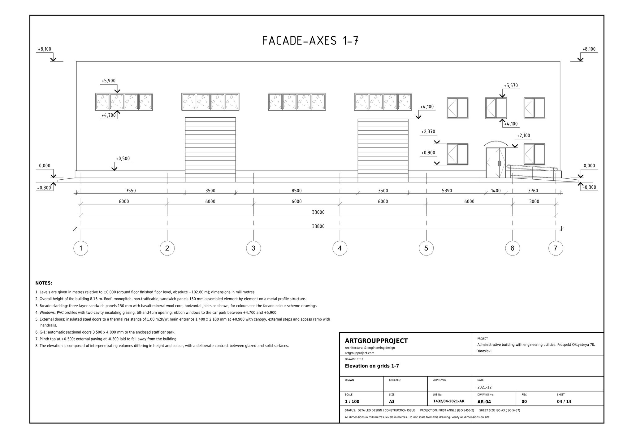 AR-04   Elevation on grids 1-7